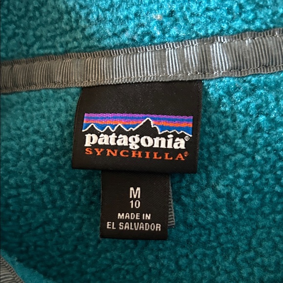 Patagonia Boys Teal and Mustard Synchilla Pullover - Picture 2 of 2